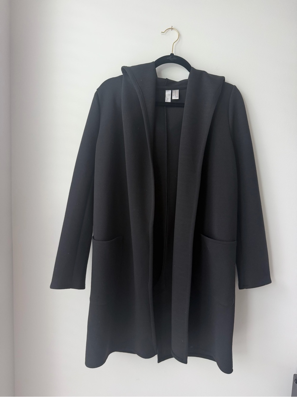 Forever 21 Black Hooded Open-Front Coatigan
